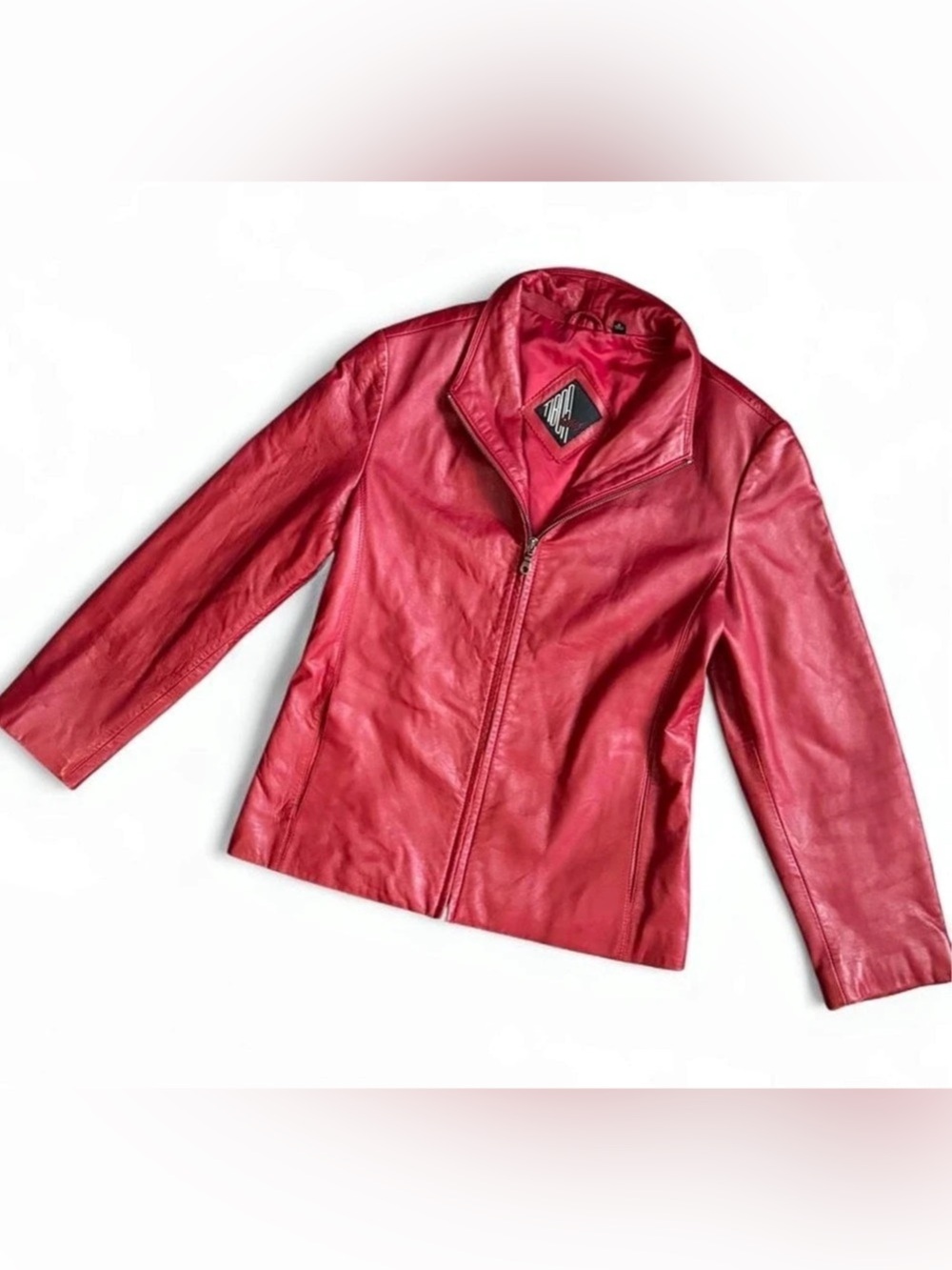 Vintage Tibor Leather Moto Jacket Red